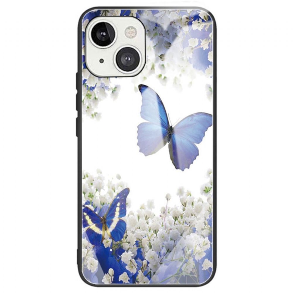 Kryt Na iPhone 14 Tvrzené Sklo Blue Butterflies