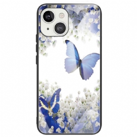 Kryt Na iPhone 14 Tvrzené Sklo Blue Butterflies