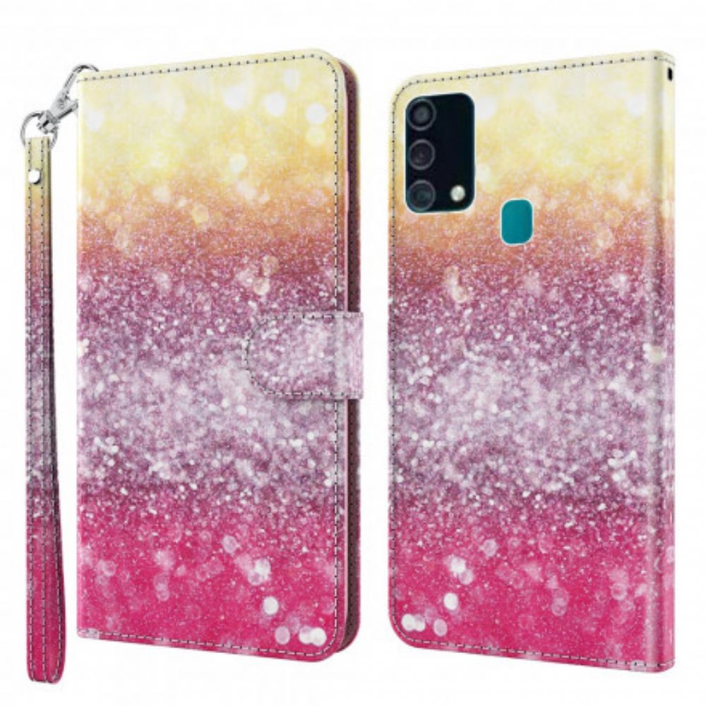 Flipové Pouzdro Na Samsung Galaxy A32 5G Světlá Skvrna Glitter Purpurová