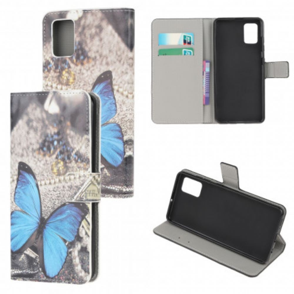 Kožené Pouzdro Na Samsung Galaxy A32 5G Blue Prestige Butterfly