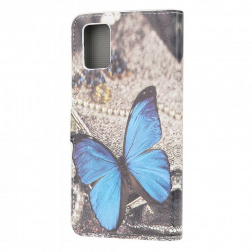 Kožené Pouzdro Na Samsung Galaxy A32 5G Blue Prestige Butterfly