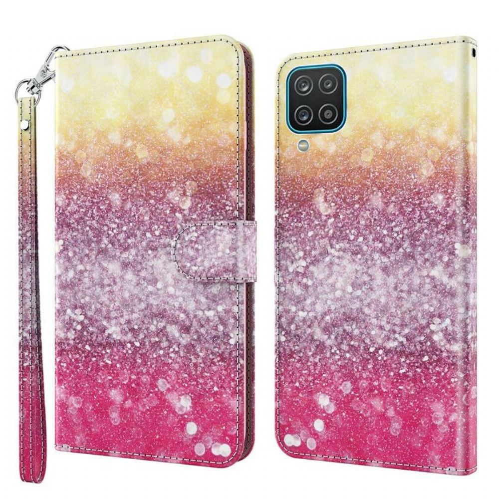 Flipové Pouzdro Na Samsung Galaxy M12 / A12 Magenta Glitter Gradient