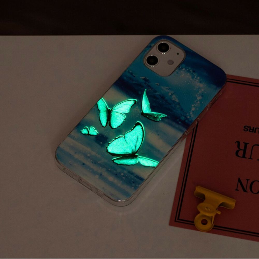 Kryt Na iPhone 12 / 12 Pro Řada Fluorescenčních Motýlů