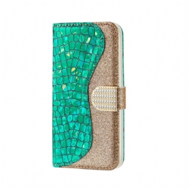 Kožené Pouzdro Na iPhone XR Diamanty Croco