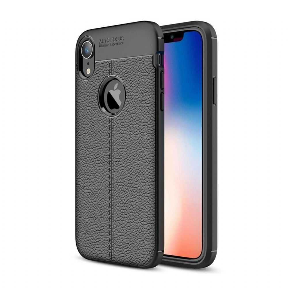 Kryt Na iPhone XR Dvojitá Linie Litchi Kožený Efekt