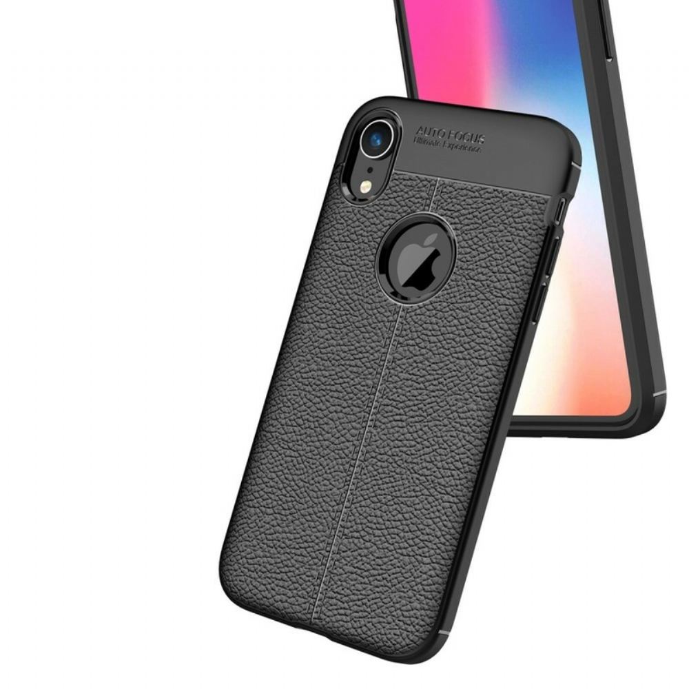 Kryt Na iPhone XR Dvojitá Linie Litchi Kožený Efekt