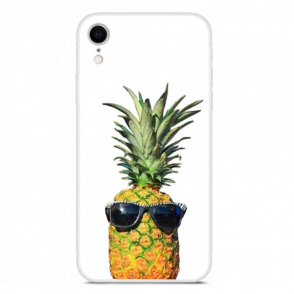 Kryt Na iPhone XR Průhledný Ananas S Brýlemi