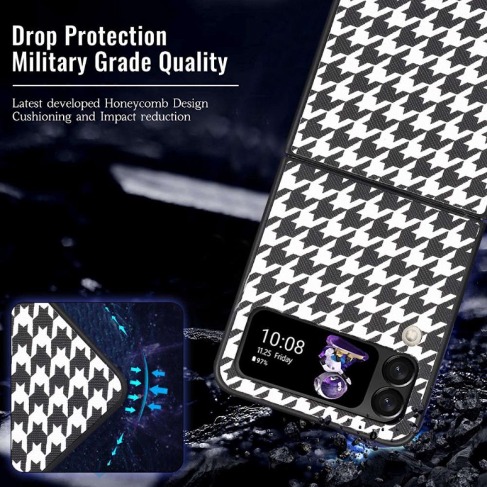 Kryt Na Samsung Galaxy Z Flip 4 Flipové Pouzdro Houndstooth