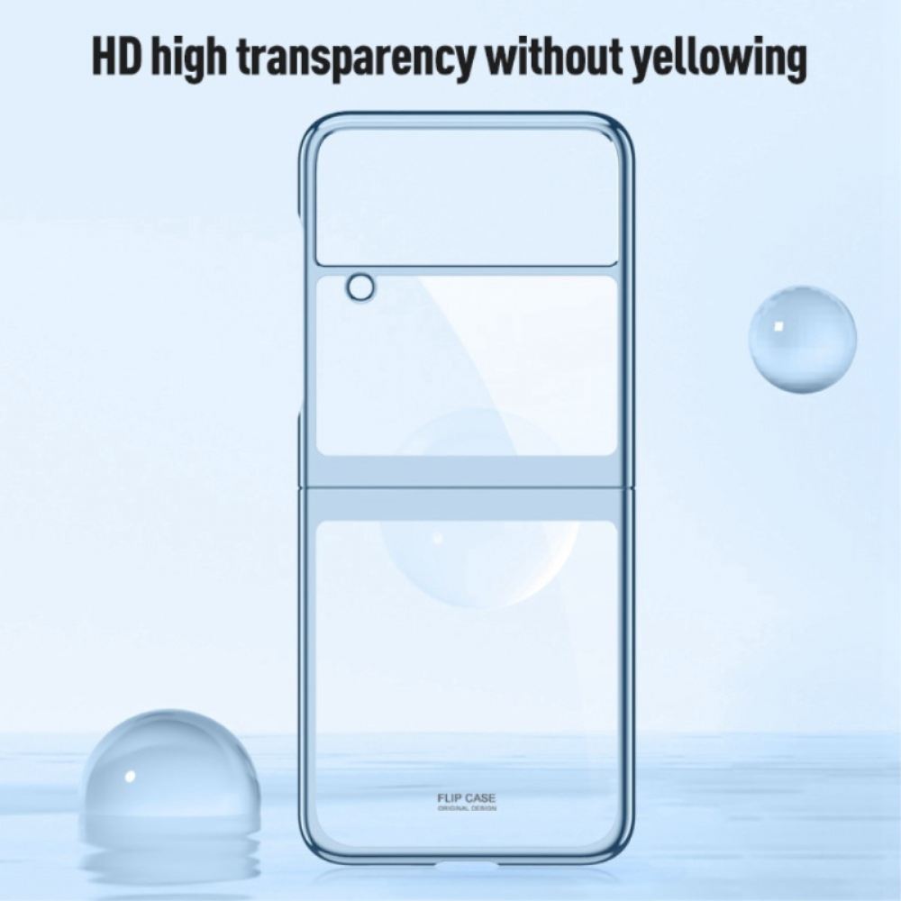 Kryt Na Samsung Galaxy Z Flip 4 Flipové Pouzdro Transparentní Metalický Obrys