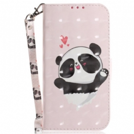 Kožený Kryt iPhone 16 Pro Max Panda Love S Popruhem