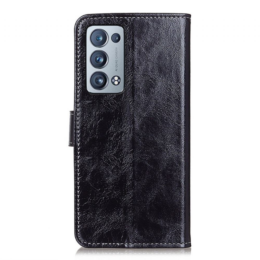 Flipové Pouzdro Na Oppo Reno 6 Pro 5G Textura Crazy Horse Couture