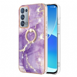 Kryt Na Oppo Reno 6 Pro 5G Vzor Z Mramoru A Zlatého Vlákna S Prstenem