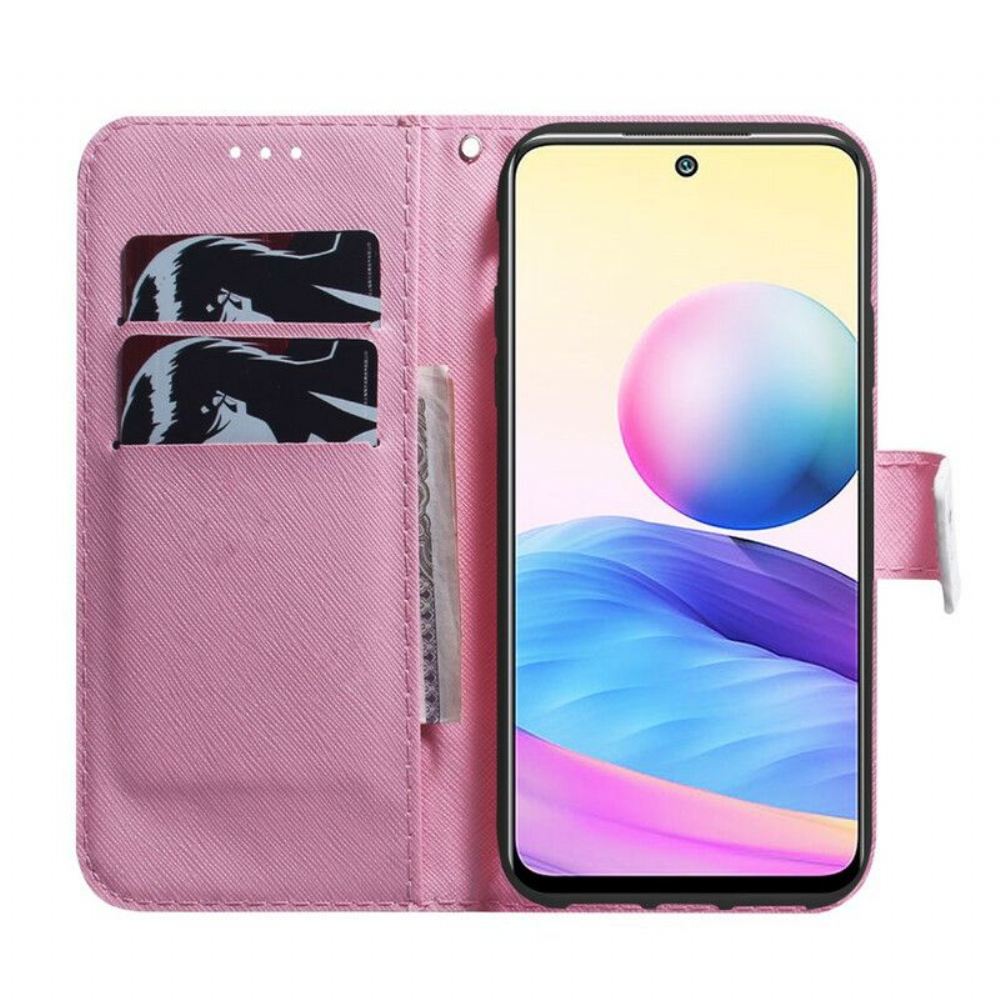 Flipové Pouzdro Na Xiaomi Redmi Note 10 5G Květina Dusty Pink