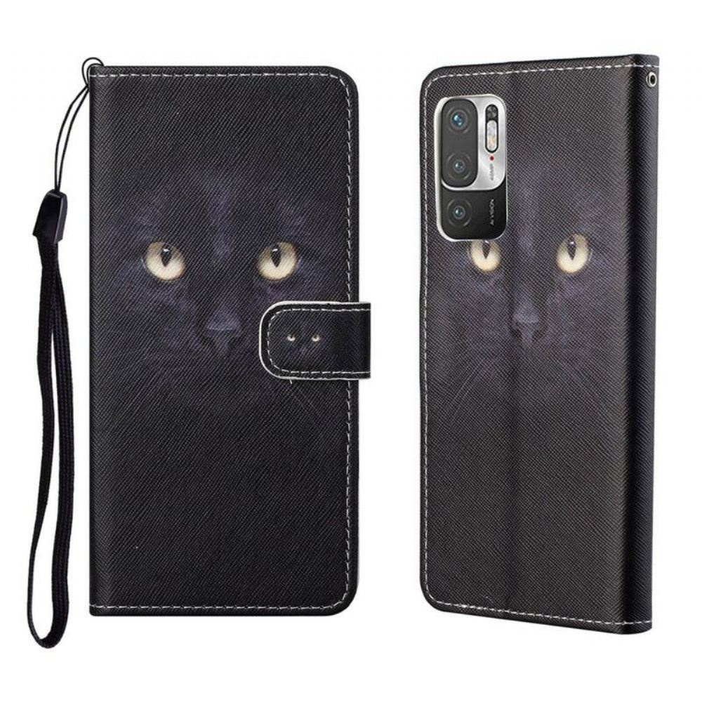 Flipové Pouzdro Na Xiaomi Redmi Note 10 5G Na Lana Strappy Cat Eyes