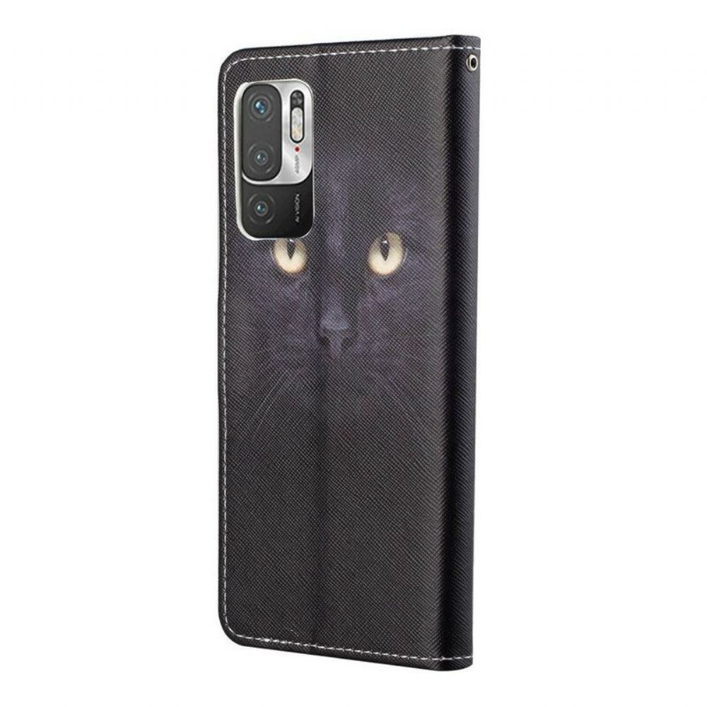 Flipové Pouzdro Na Xiaomi Redmi Note 10 5G Na Lana Strappy Cat Eyes