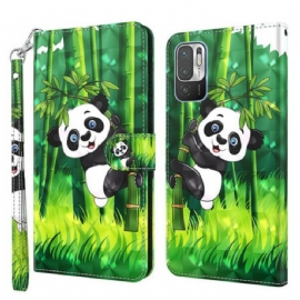 Kožené Pouzdro Na Xiaomi Redmi Note 10 5G Panda A Bambus