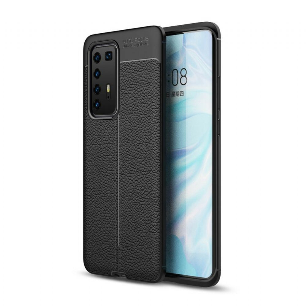 Kryt Na Huawei P40 Pro Efekt Kůže Litchi S Dvojitou Linií