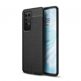 Kryt Na Huawei P40 Pro Efekt Kůže Litchi S Dvojitou Linií