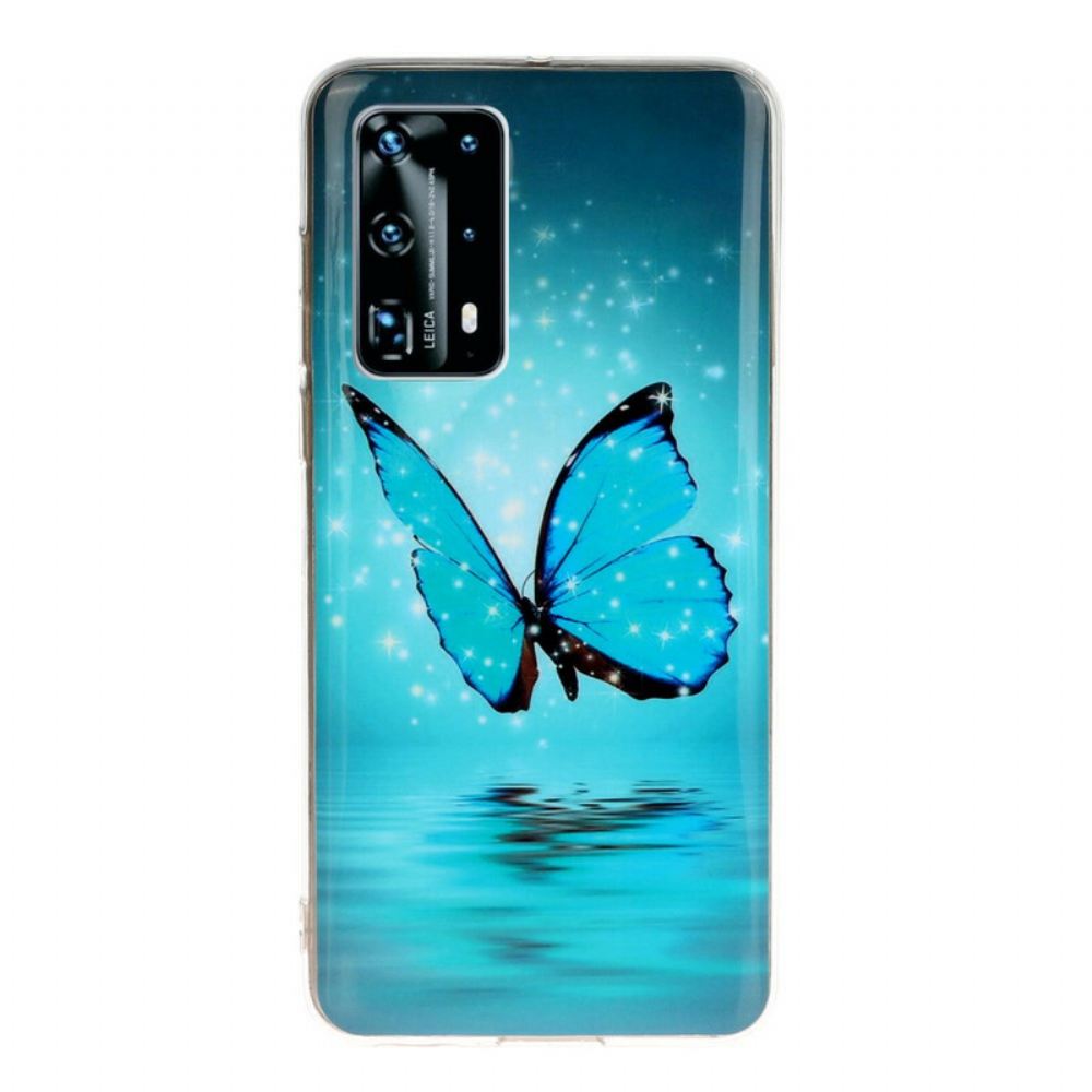 Kryt Na Huawei P40 Pro Fluorescenční Modrý Motýl