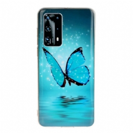 Kryt Na Huawei P40 Pro Fluorescenční Modrý Motýl