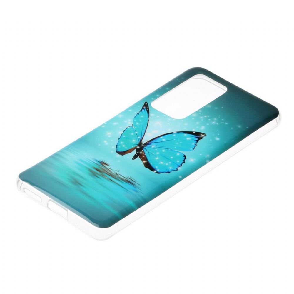 Kryt Na Huawei P40 Pro Fluorescenční Modrý Motýl