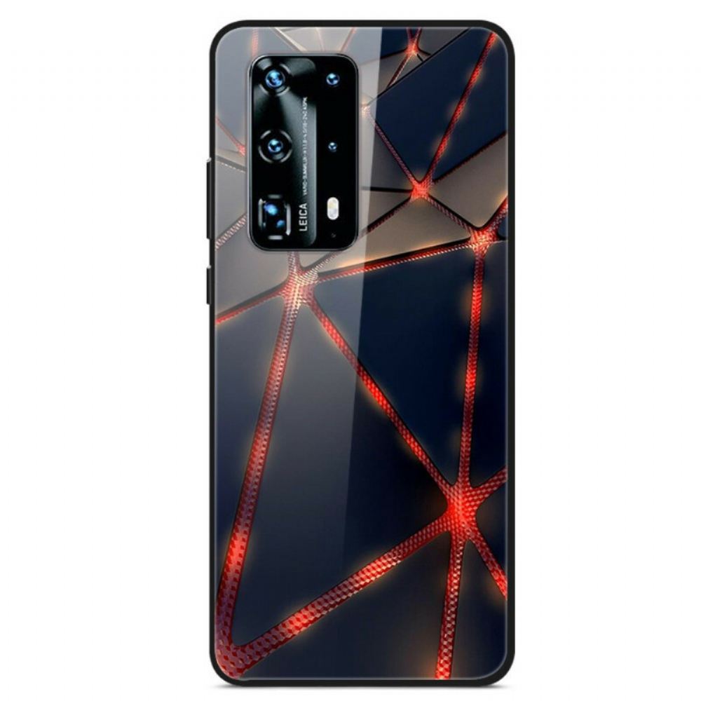 Kryt Na Huawei P40 Pro Tvrzené Sklo Z Červeného Umělého Hedvábí