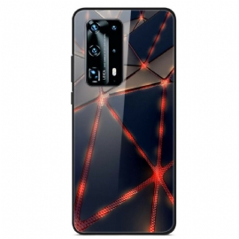 Kryt Na Huawei P40 Pro Tvrzené Sklo Z Červeného Umělého Hedvábí