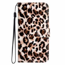 Flipové Pouzdro Na Xiaomi Redmi A1 Na Lana Strappy Leopard Print