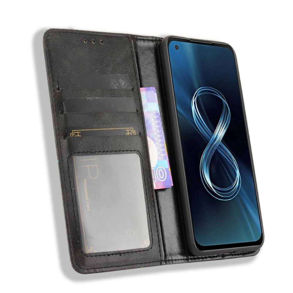 Kryty Na Mobil Na Asus Zenfone 8 Flipové Pouzdro Stylizovaný Vintage Kožený Efekt