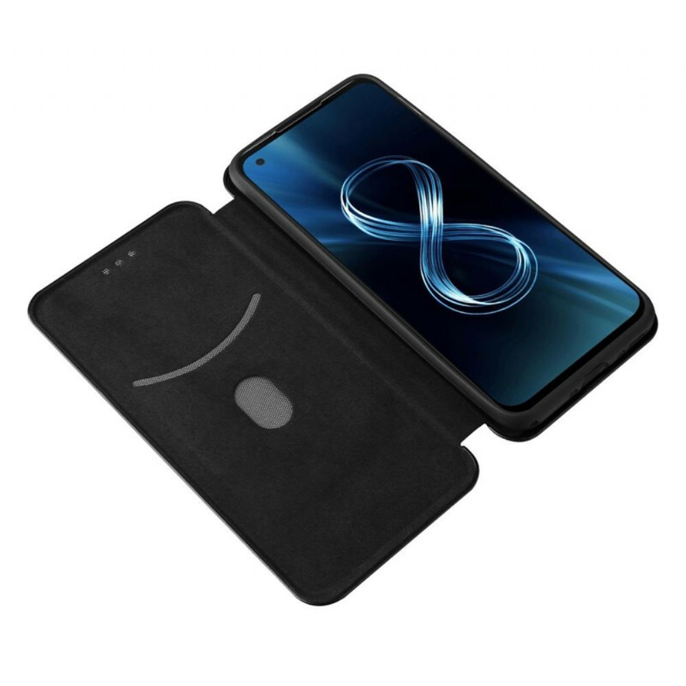 Kryty Na Mobil Na Asus Zenfone 8 Flipové Pouzdro Uhlíkové Vlákno S Opěrným Kroužkem