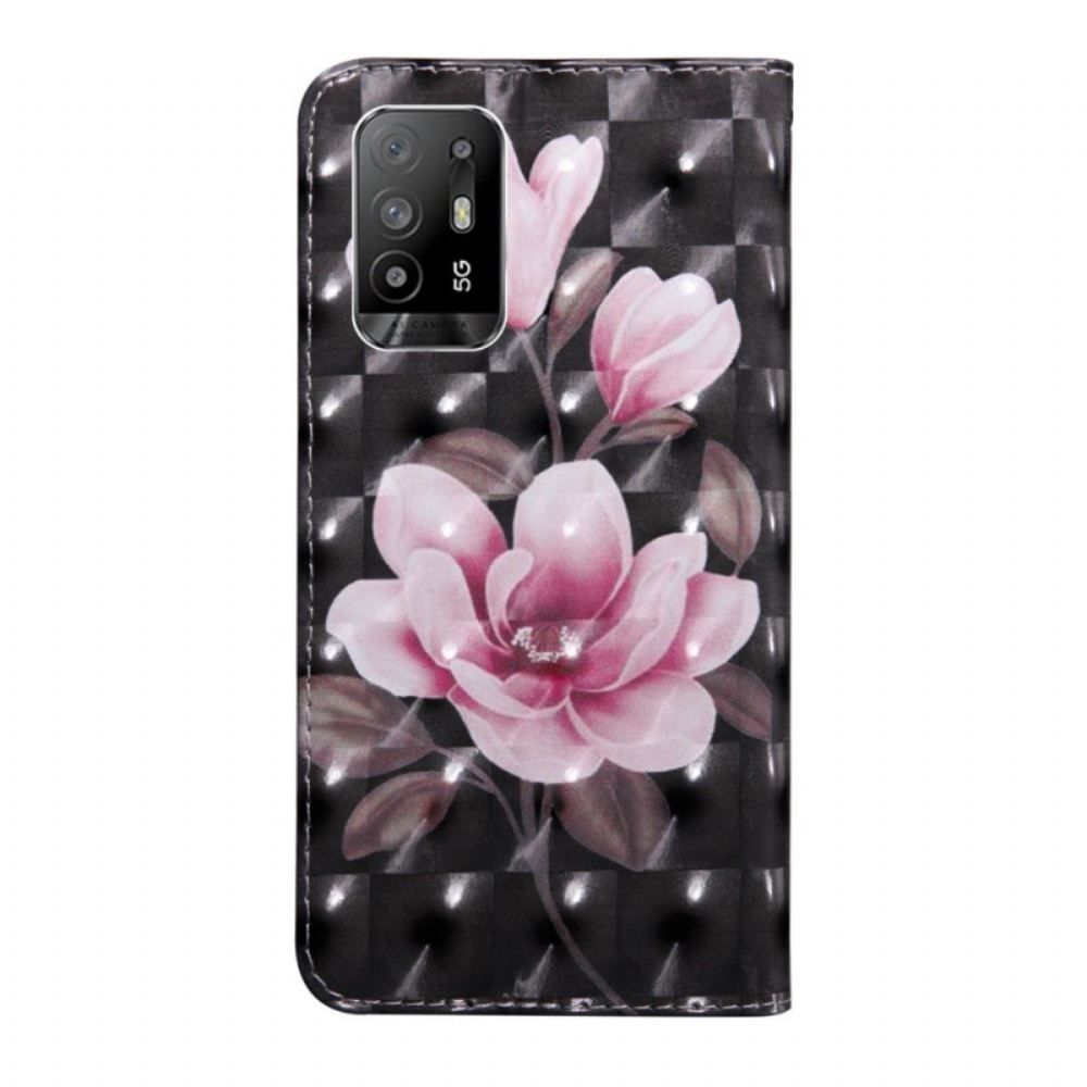 Flipové Pouzdro Na Oppo A94 5G Květiny S Popruhem