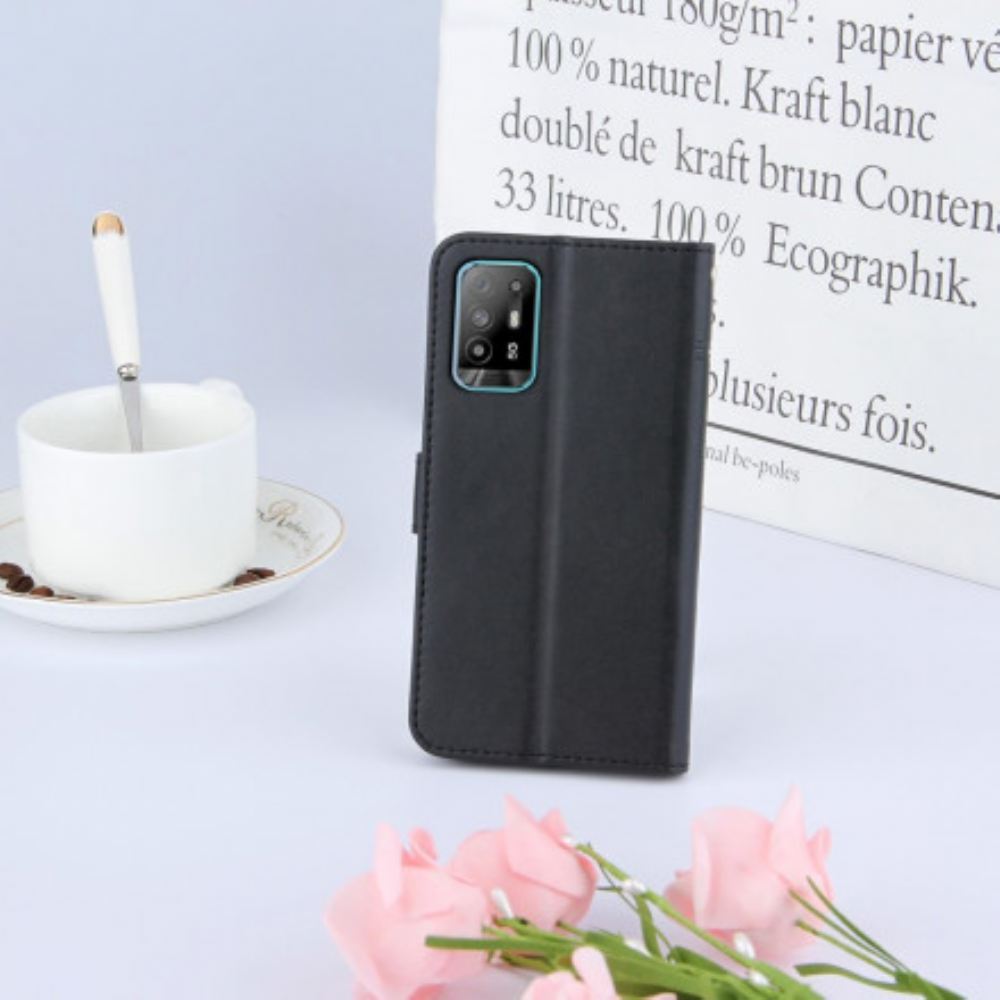 Flipové Pouzdro Na Oppo A94 5G Na Lana Strappy Geo Kožený Efekt