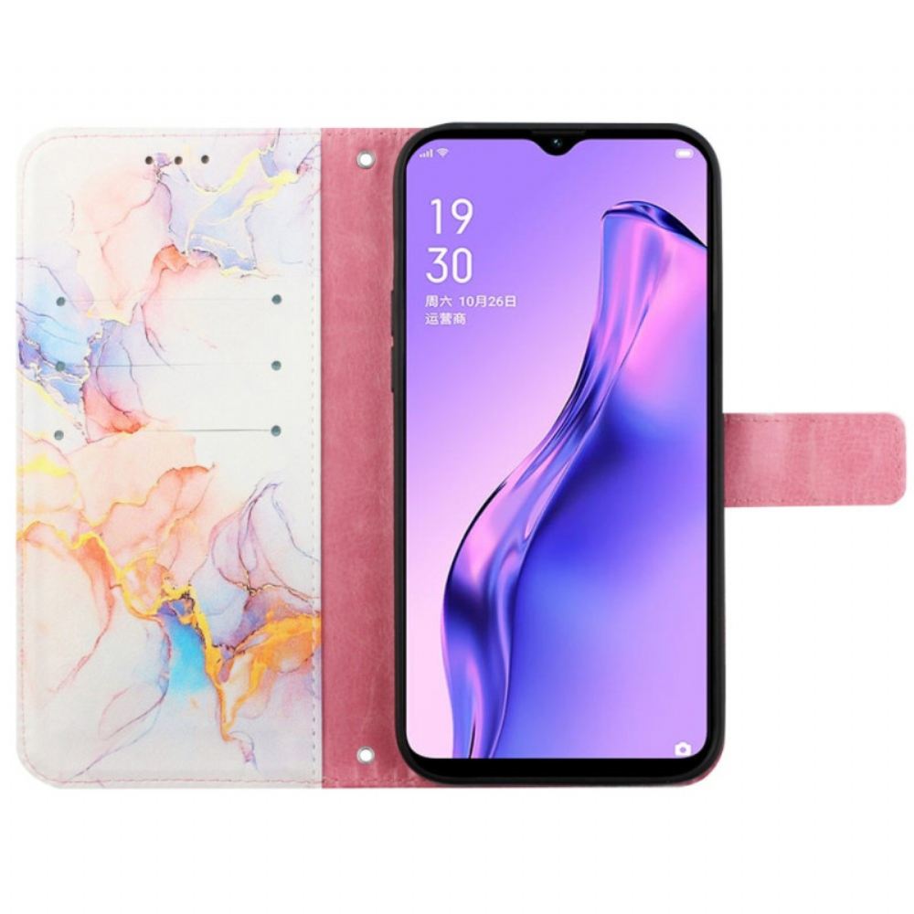 Flipové Pouzdro Na Oppo A94 5G Mramor S Popruhem