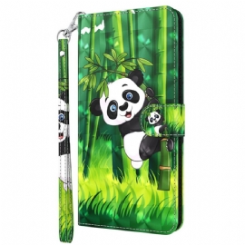 Flipové Pouzdro Na Oppo A94 5G Panda Se Šňůrkou