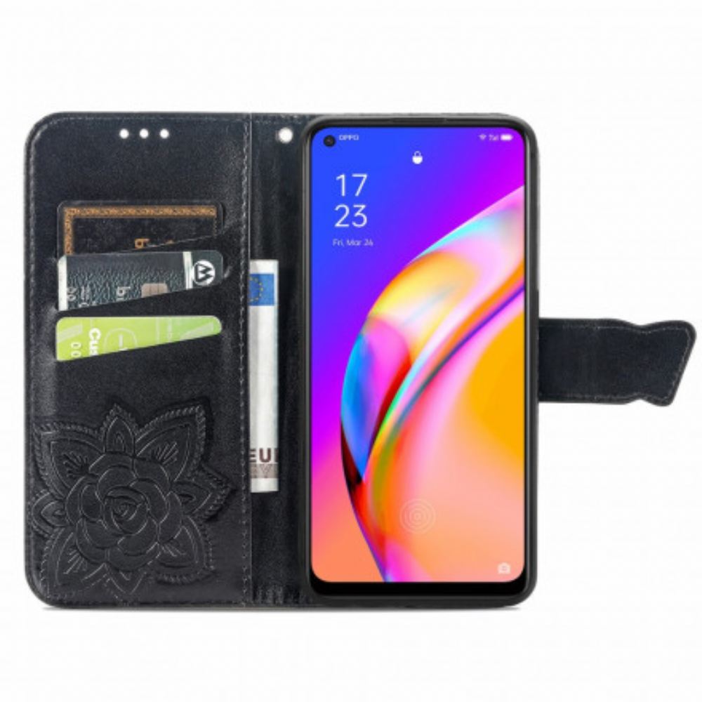 Kožené Pouzdro Na Oppo A94 5G Poloviční Motýli