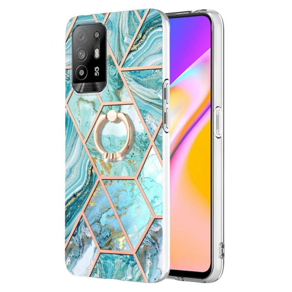 Kryt Na Oppo A94 5G Geometrický Mramor S Prstenem