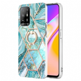 Kryt Na Oppo A94 5G Geometrický Mramor S Prstenem