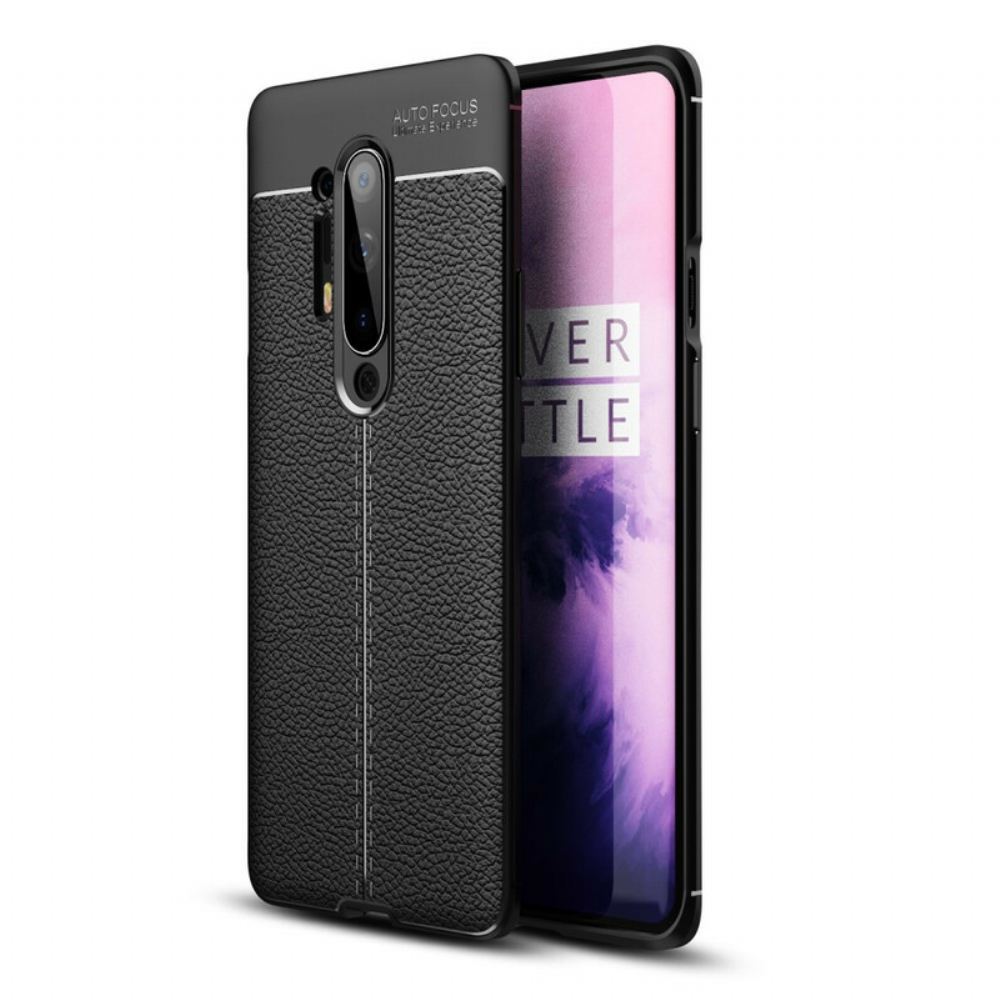 Kryt Na OnePlus 8 Pro Efekt Kůže Litchi S Dvojitou Linií