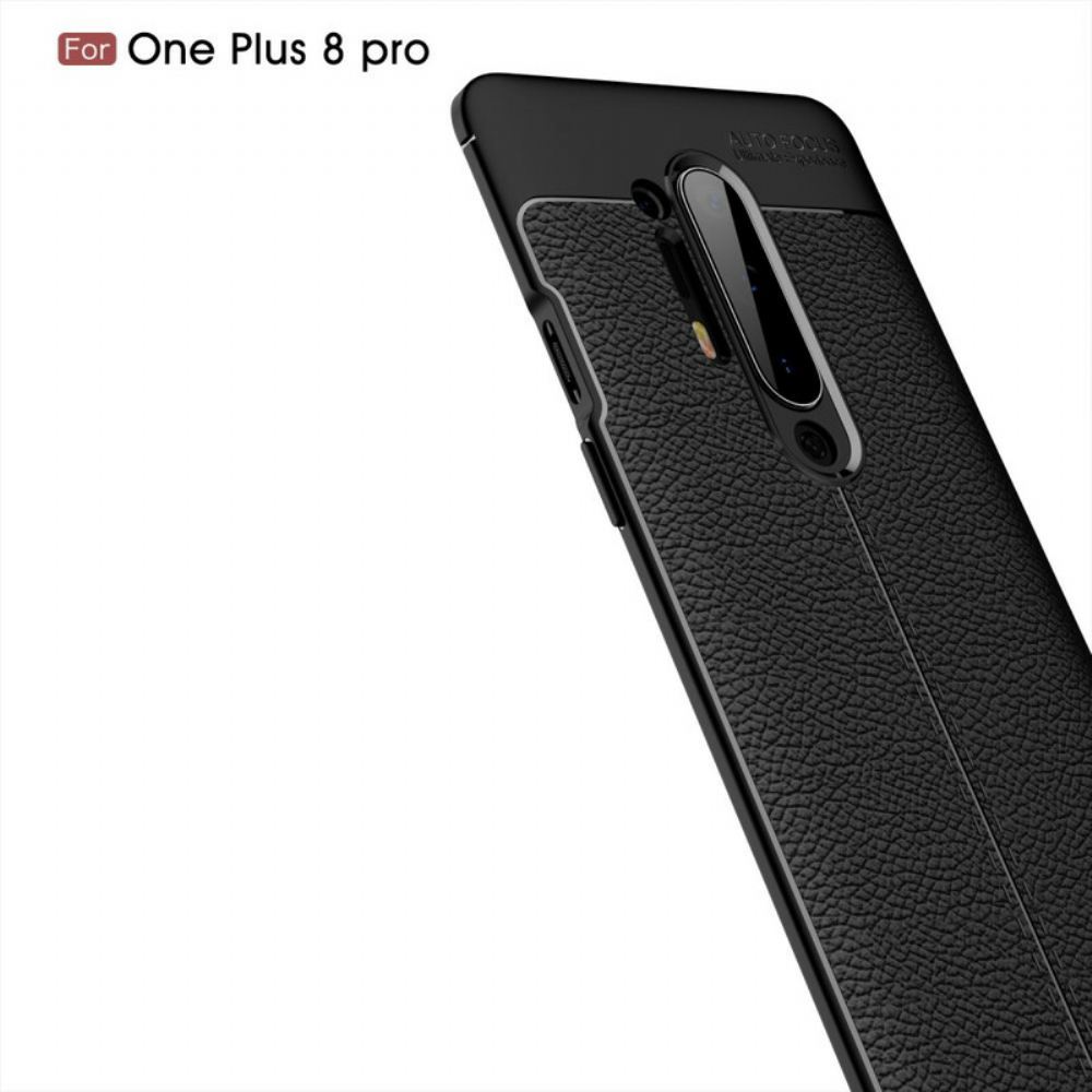 Kryt Na OnePlus 8 Pro Efekt Kůže Litchi S Dvojitou Linií