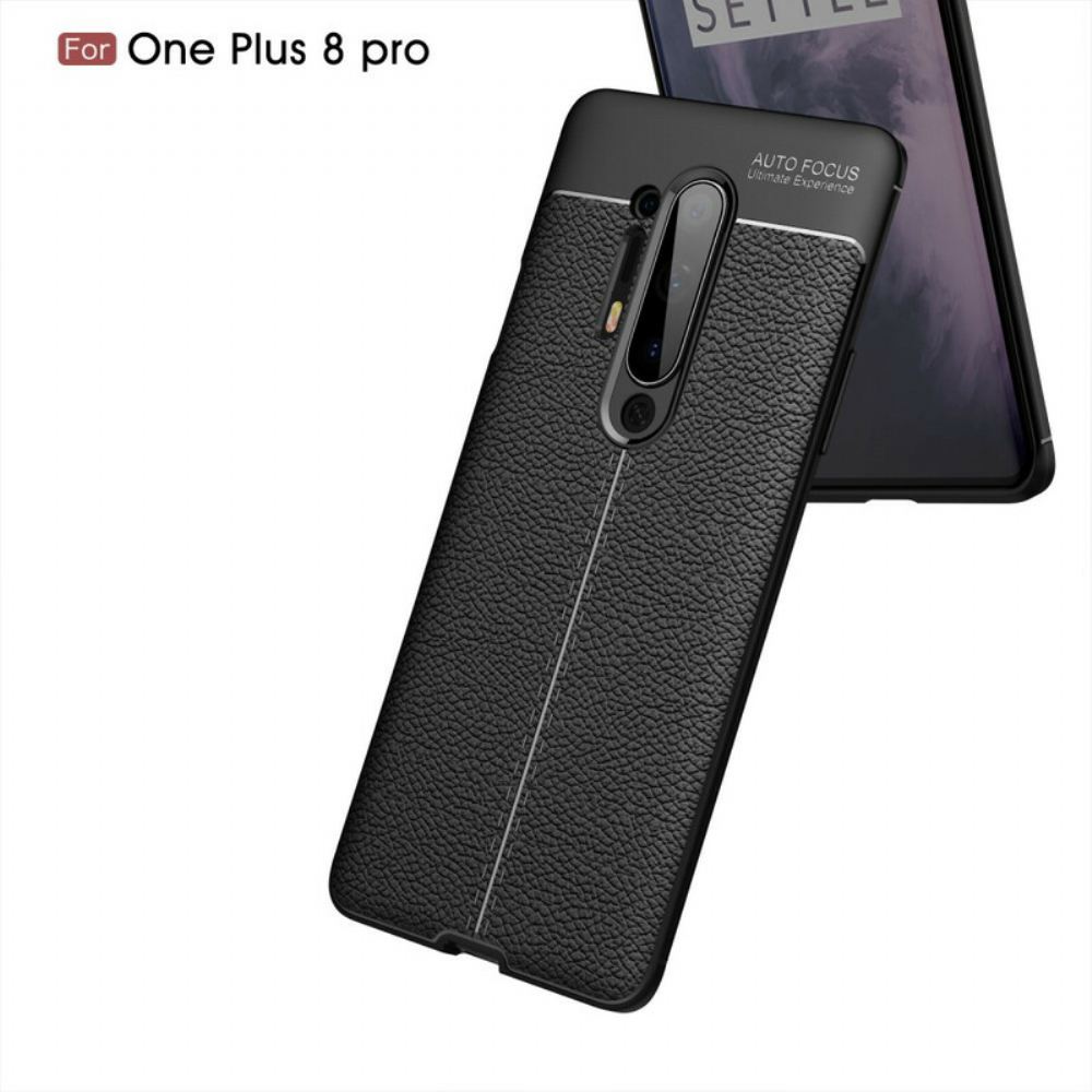 Kryt Na OnePlus 8 Pro Efekt Kůže Litchi S Dvojitou Linií