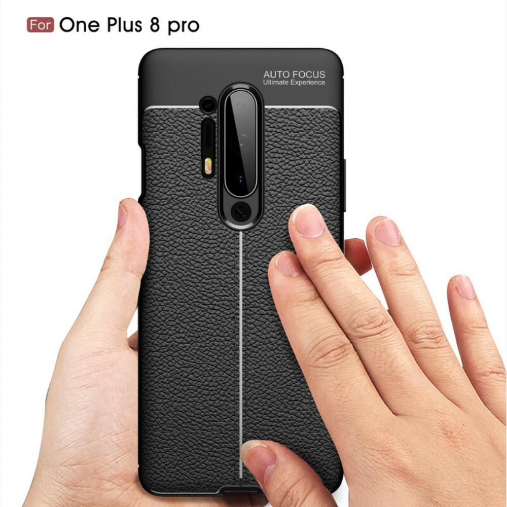 Kryt Na OnePlus 8 Pro Efekt Kůže Litchi S Dvojitou Linií