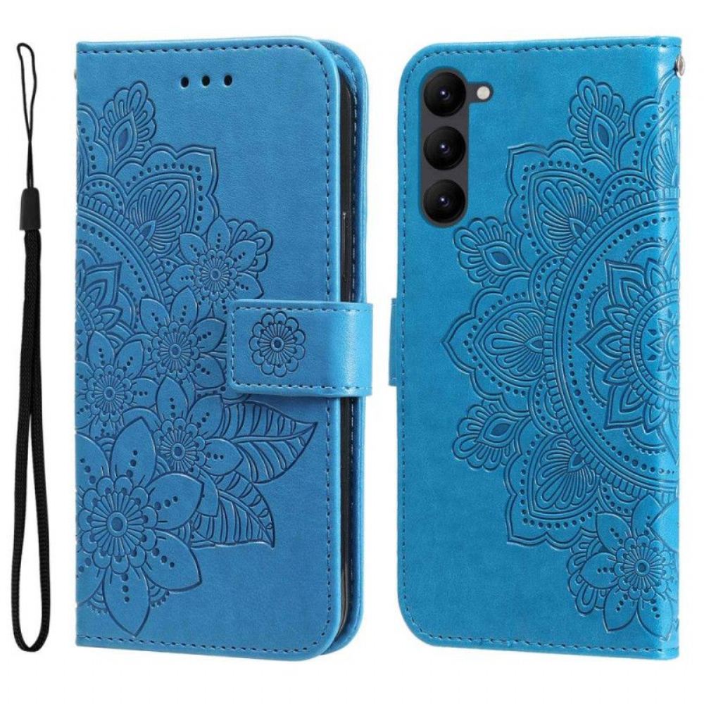 Flipové Pouzdro Na Samsung Galaxy S23 Plus 5G Na Lana Strappy Mandala