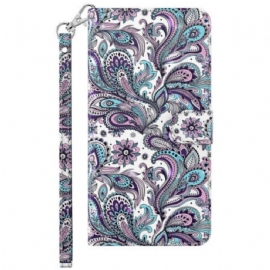 Flipové Pouzdro Na Samsung Galaxy S23 Plus 5G Na Lana Strappy Paisley Vzor