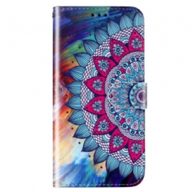 Kožené Pouzdro Na Samsung Galaxy S23 Plus 5G Na Lana Barevné Strappy Mandala