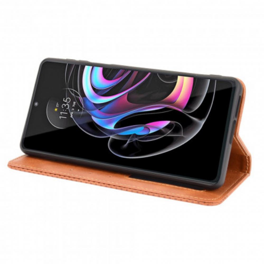 Kryty Na Mobil Na Motorola Edge 20 Pro Flipové Pouzdro Stylizovaný Vintage Kožený Efekt