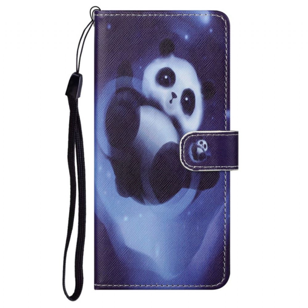 Flipové Pouzdro Na Moto G71 5G Na Lana Panda Space Popruh