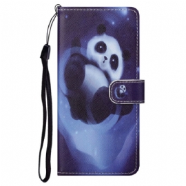 Flipové Pouzdro Na Moto G71 5G Na Lana Panda Space Popruh