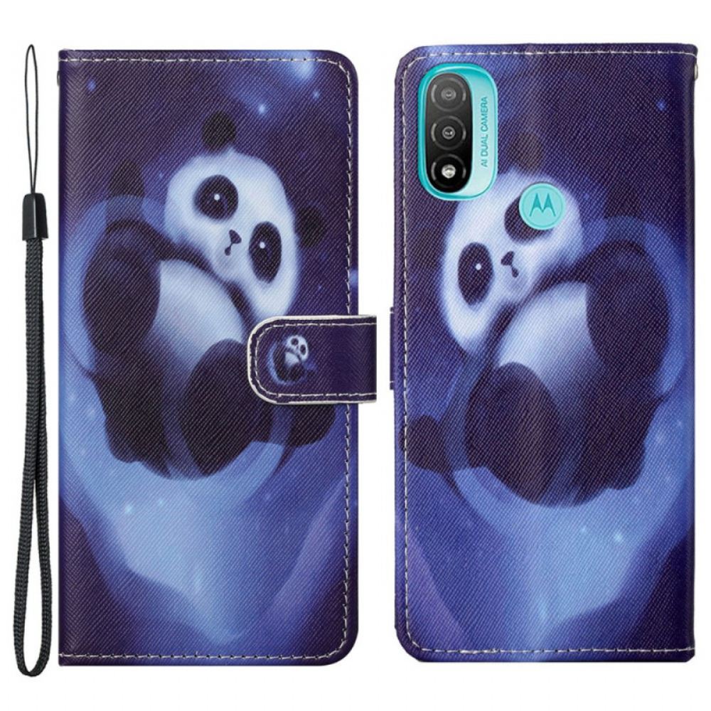 Flipové Pouzdro Na Moto G71 5G Na Lana Panda Space Popruh