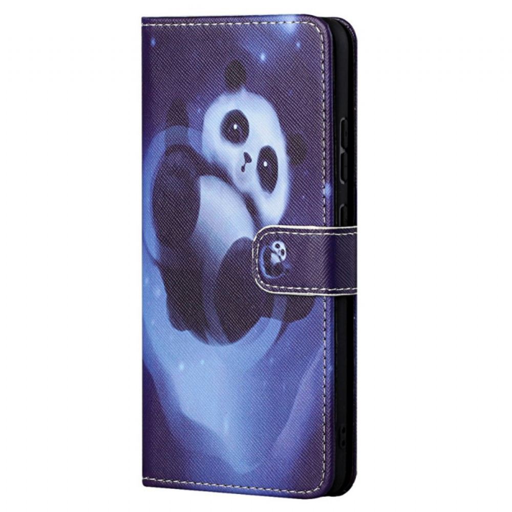 Flipové Pouzdro Na Moto G71 5G Na Lana Panda Space Popruh