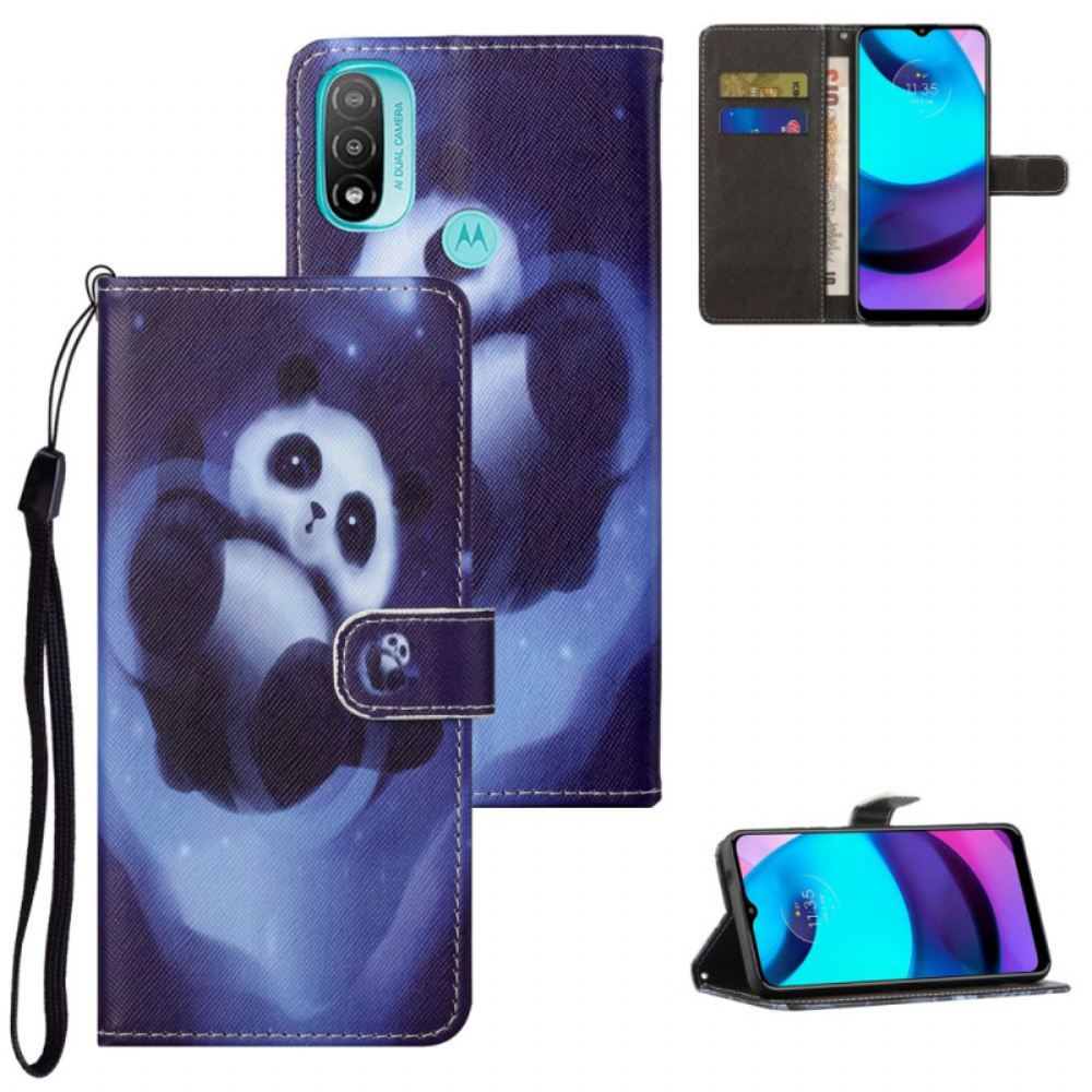 Flipové Pouzdro Na Moto G71 5G Na Lana Panda Space Popruh